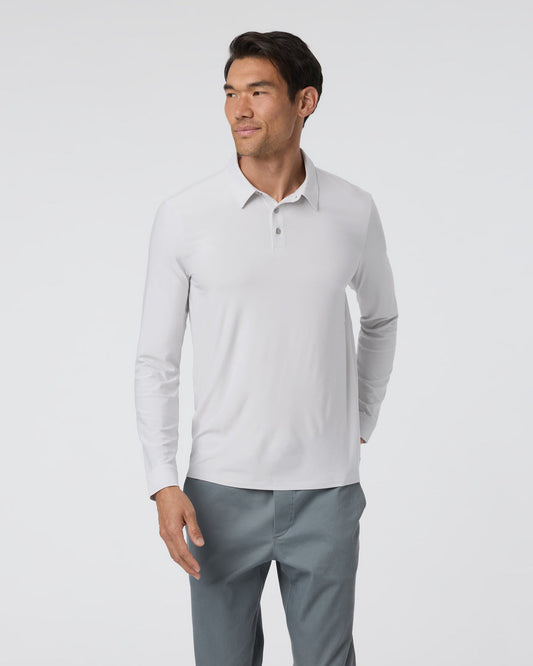 Men Vuori Long Sleeve Strato Tech Polo Frost Grey Heather