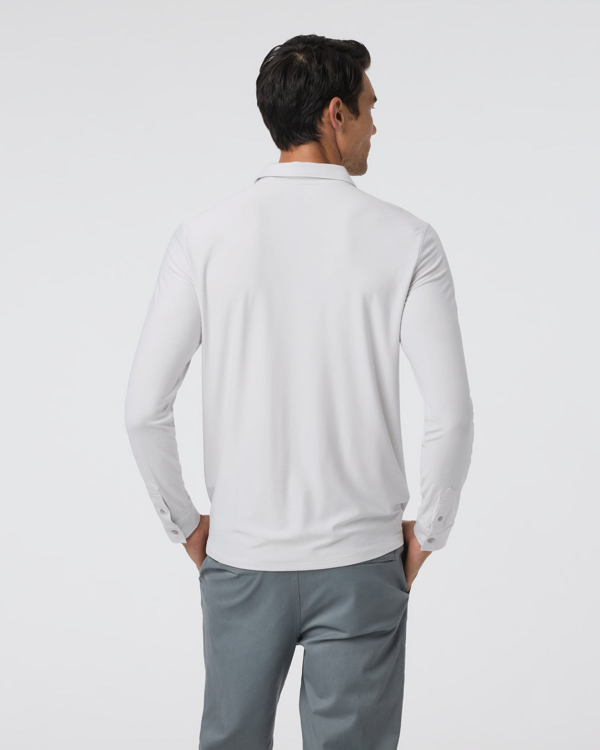 Men Vuori Long Sleeve Strato Tech Polo Frost Grey Heather
