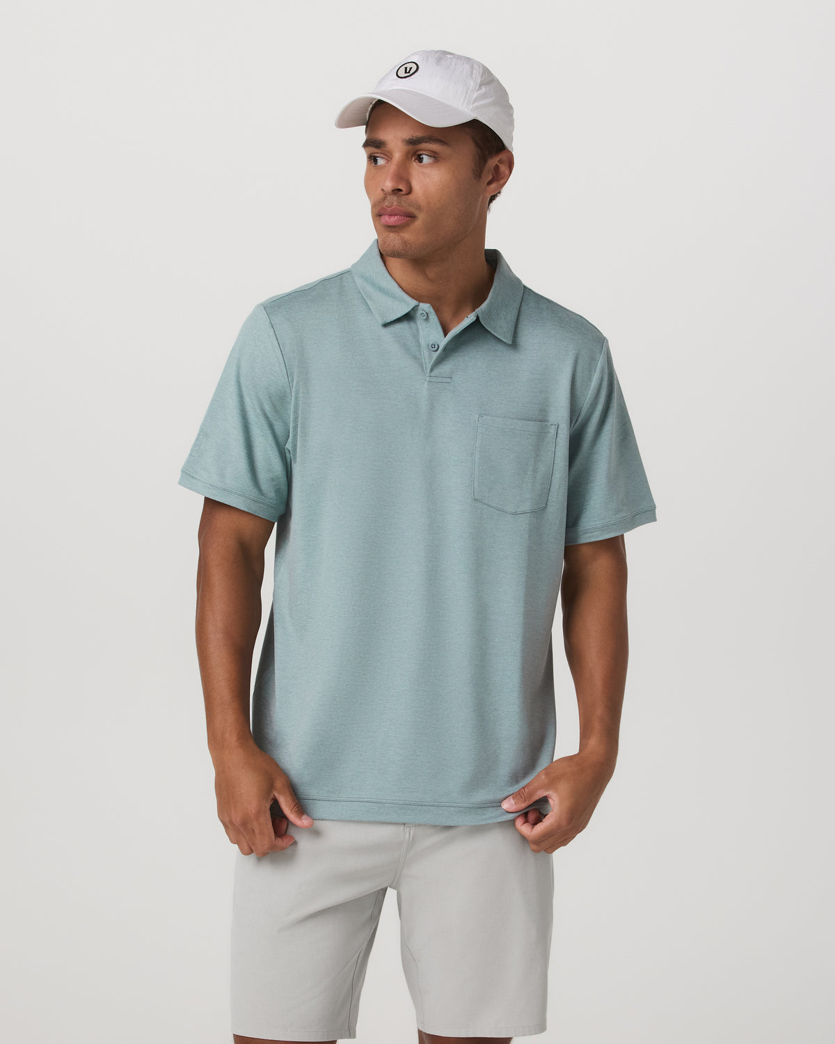 Men Vuori Short Sleeve Ponto Performance Polo Misty Blue Heather