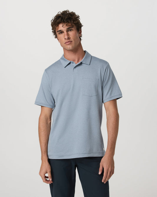 Men Vuori Short Sleeve Ponto Performance Polo Blue Dusk Heather