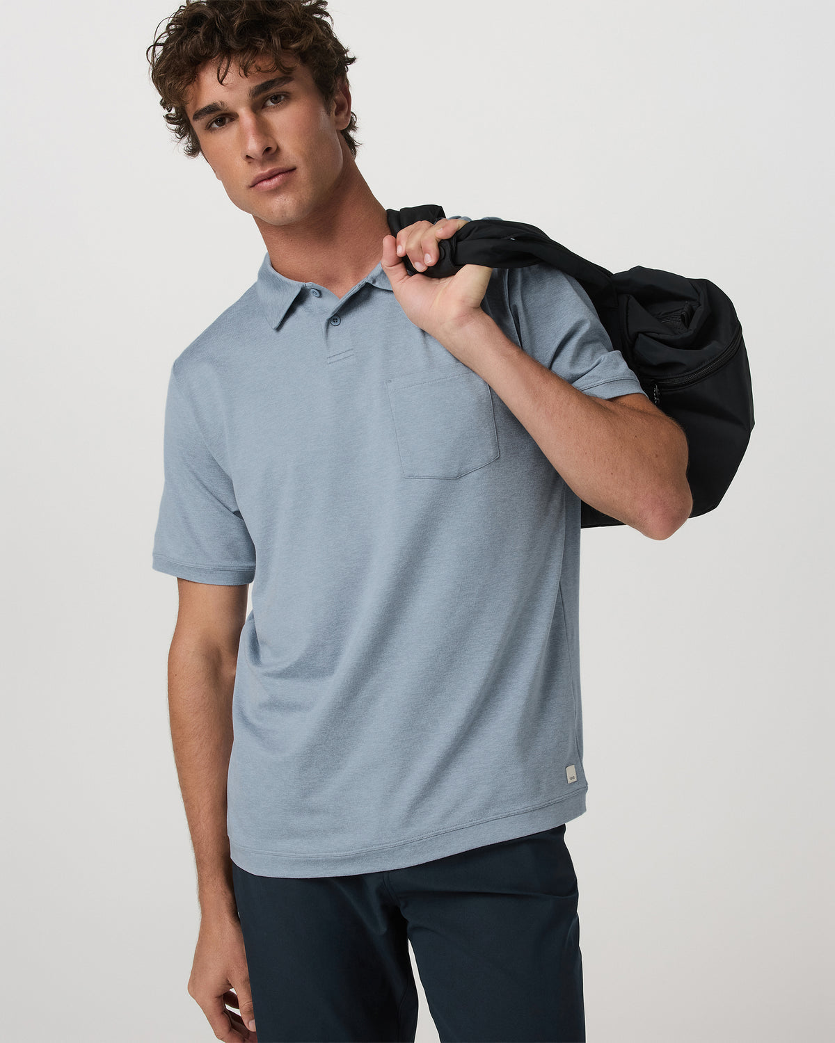 Men Vuori Short Sleeve Ponto Performance Polo Blue Dusk Heather