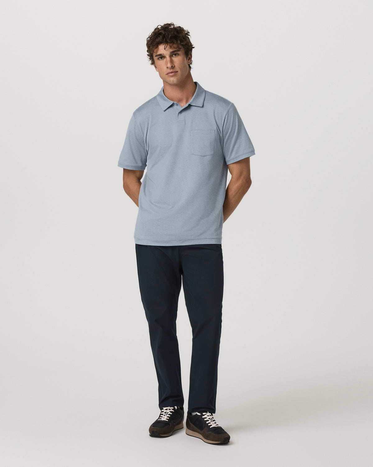 Men Vuori Short Sleeve Ponto Performance Polo Blue Dusk Heather