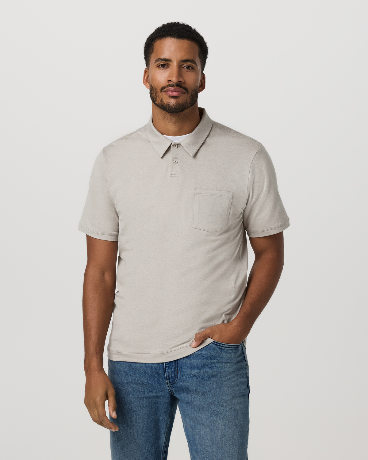 Men Vuori Short Sleeve Ponto Performance Polo Dark Salt Heather
