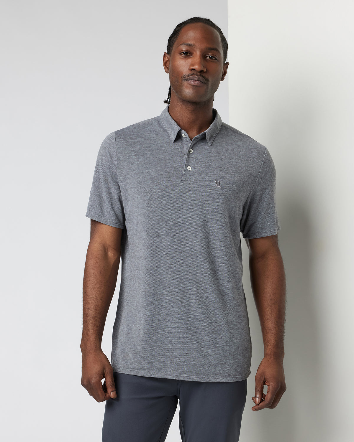Men Vuori Knit Twill Polo Men's Heather Grey Golf Polo