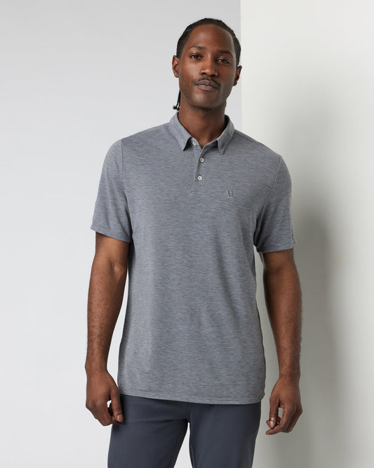 Men Vuori Knit Twill Polo Men's Heather Grey Golf Polo