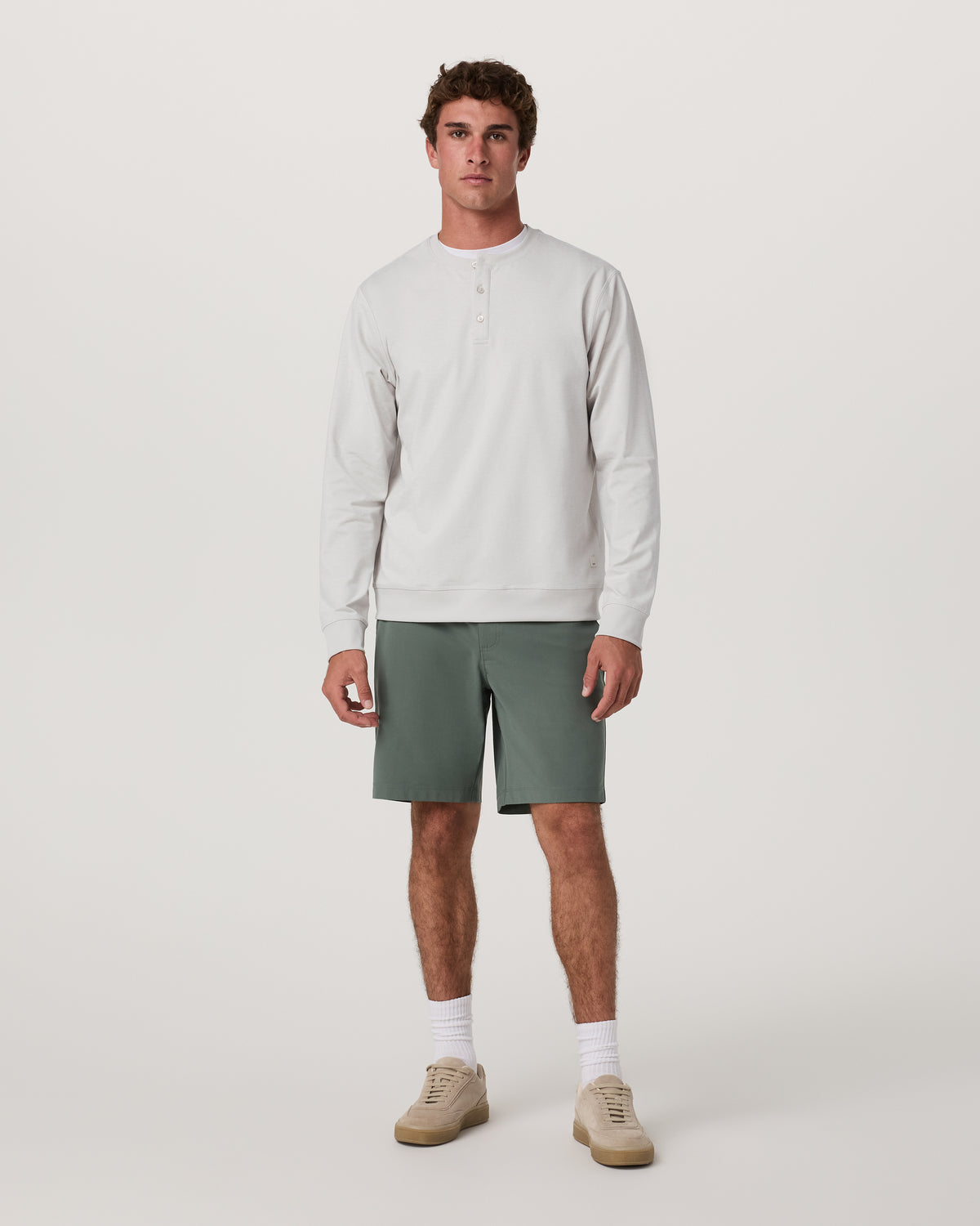 Men Vuori Men's Long Sleeve Coronado Henley - Relaxed Salt Heather