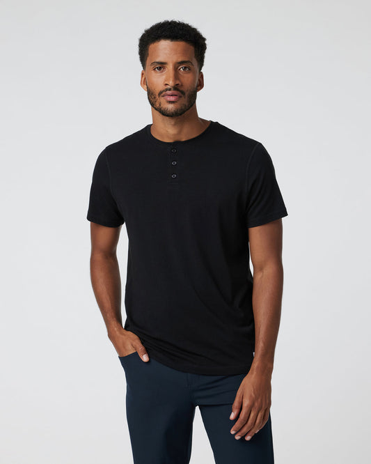 Men Vuori Short-Sleeve Tuvalu Henley Men's Black Henley Shirt