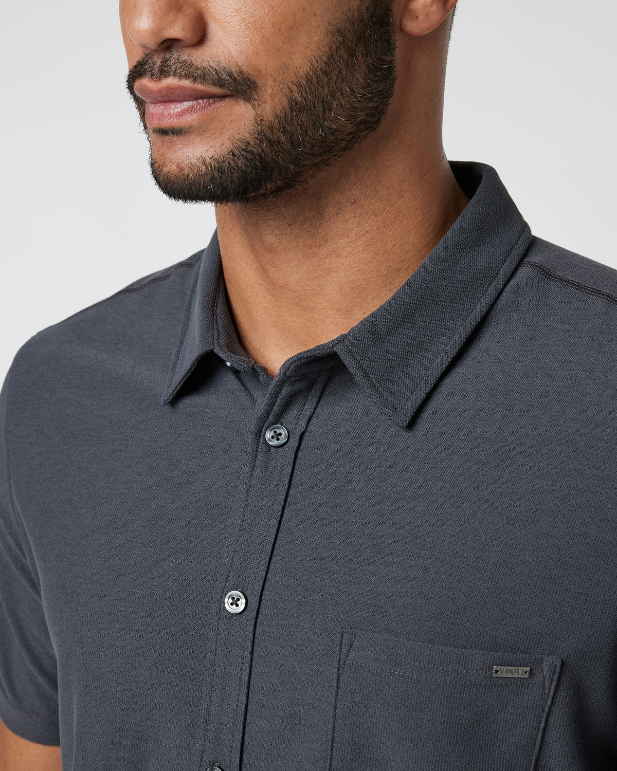 Men Vuori Short Sleeve Ace Button Down Men's Charcoal Shirt