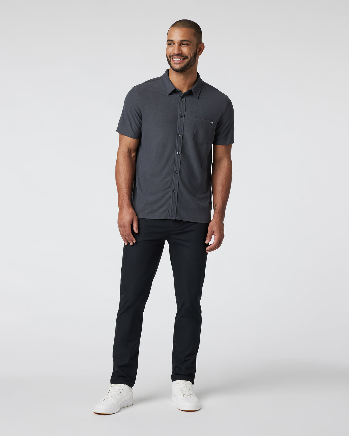 Men Vuori Short Sleeve Ace Button Down Men's Charcoal Shirt