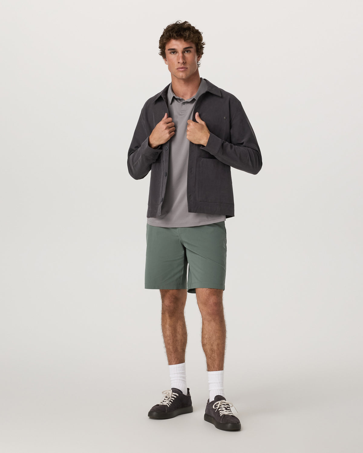Men Vuori Short Sleeve Viewpoint Polo 2.0 Men's Cavern Grey Shirt