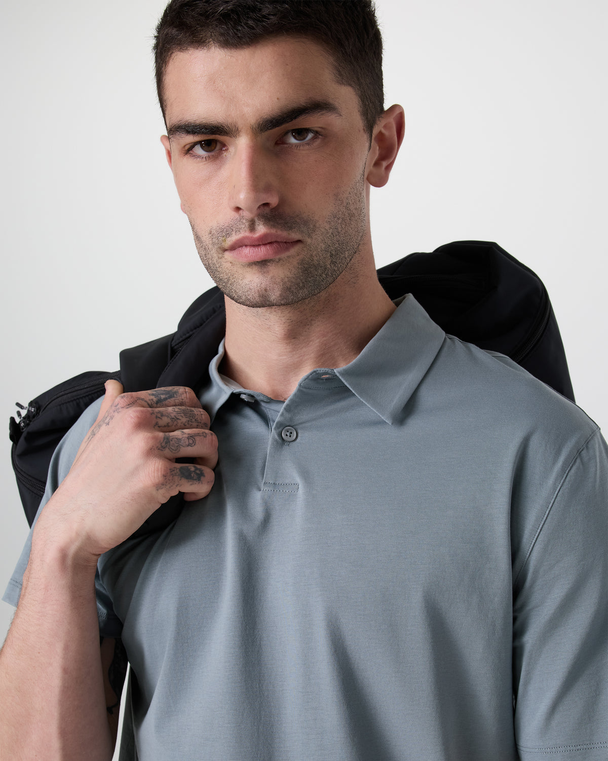 Men Vuori Short Sleeve Feather Polo Dusty Blue