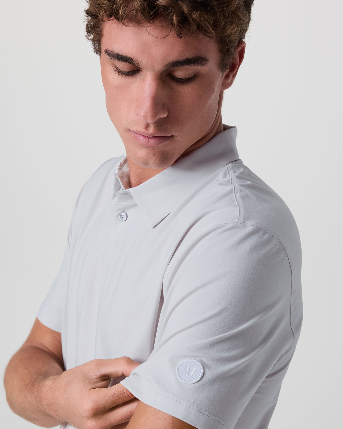 Men Vuori Short Sleeve Feather Polo Frost Grey
