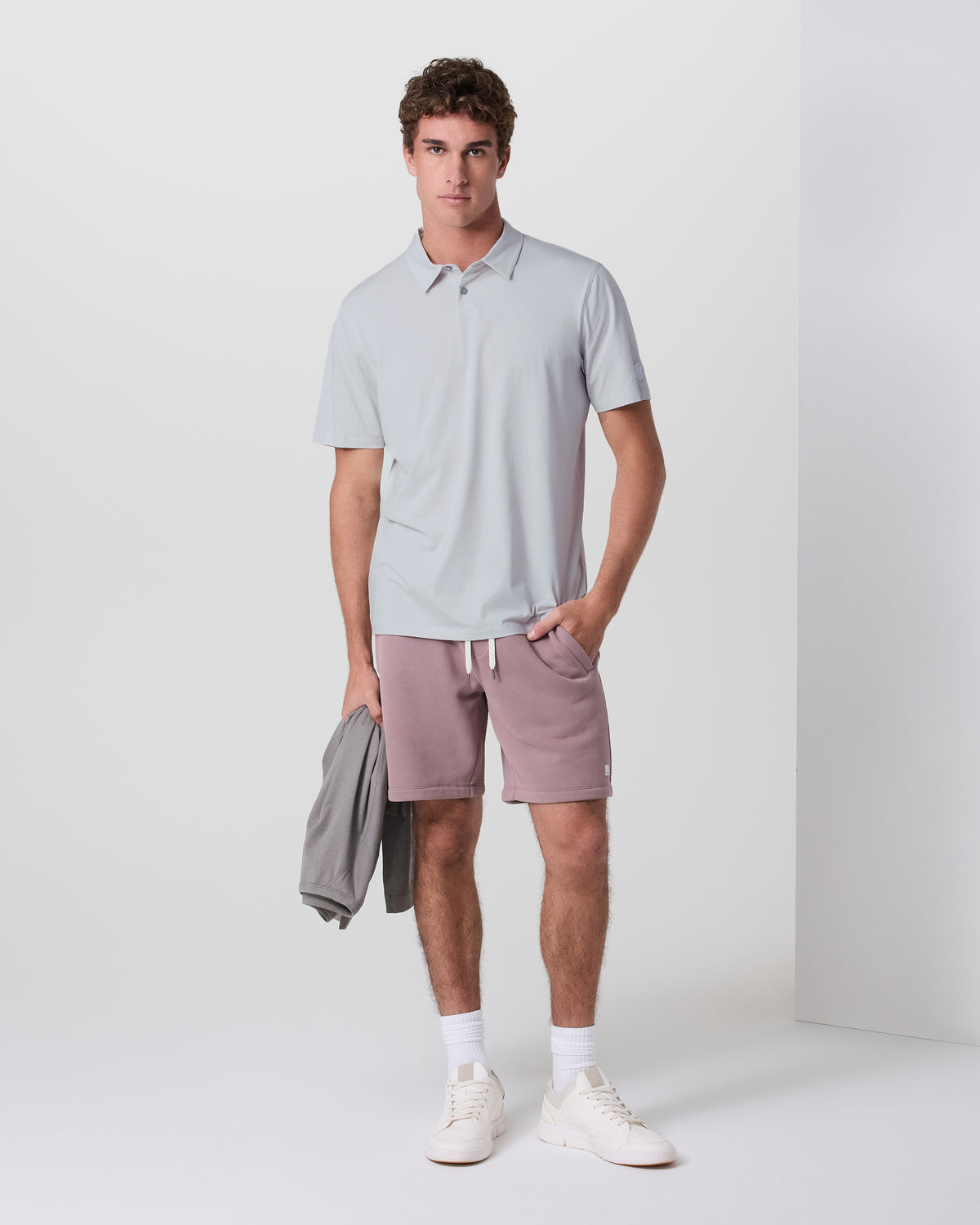 Men Vuori Short Sleeve Feather Polo Frost Grey