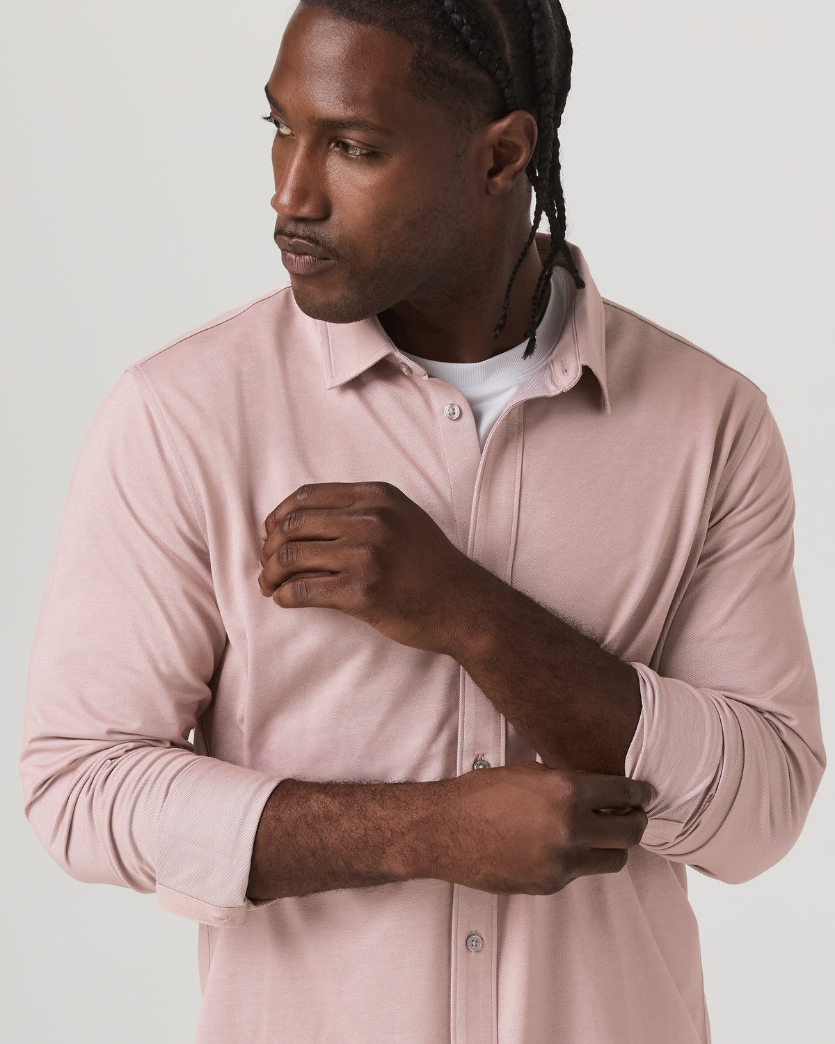 Men Vuori Long Sleeve Knit Oxford Button Down - Classic Fit Mauve