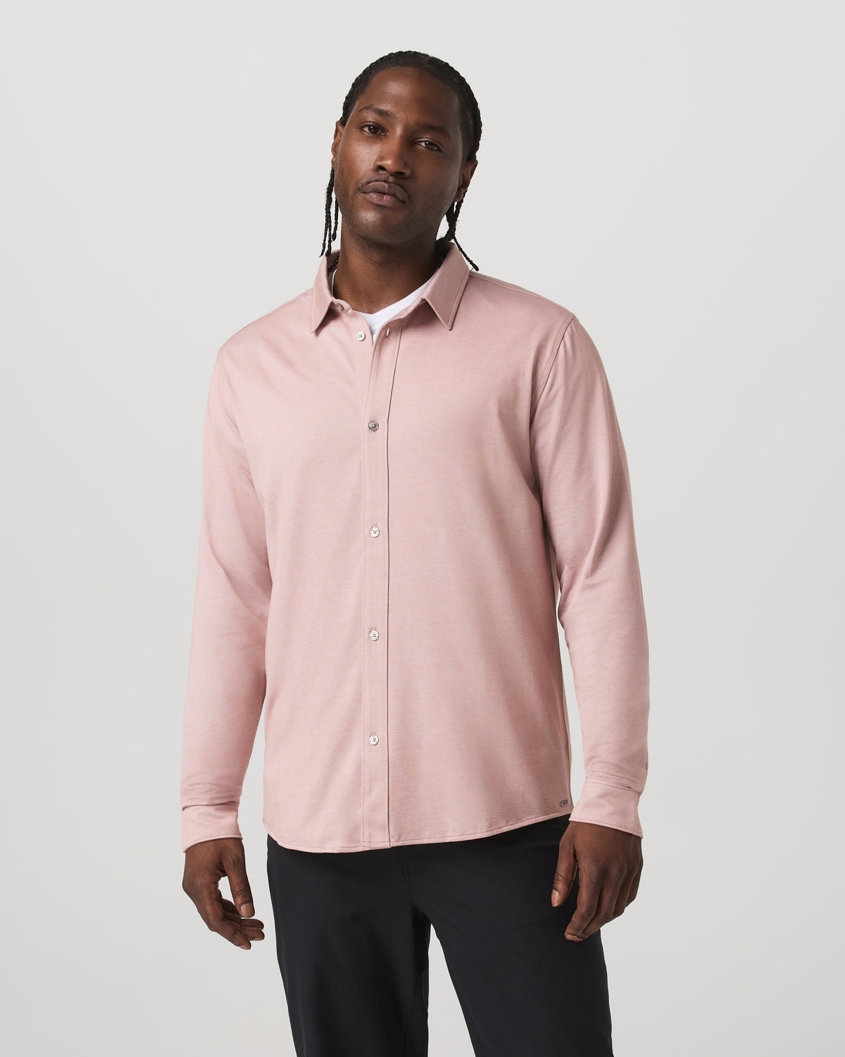 Men Vuori Long Sleeve Knit Oxford Button Down - Classic Fit Mauve