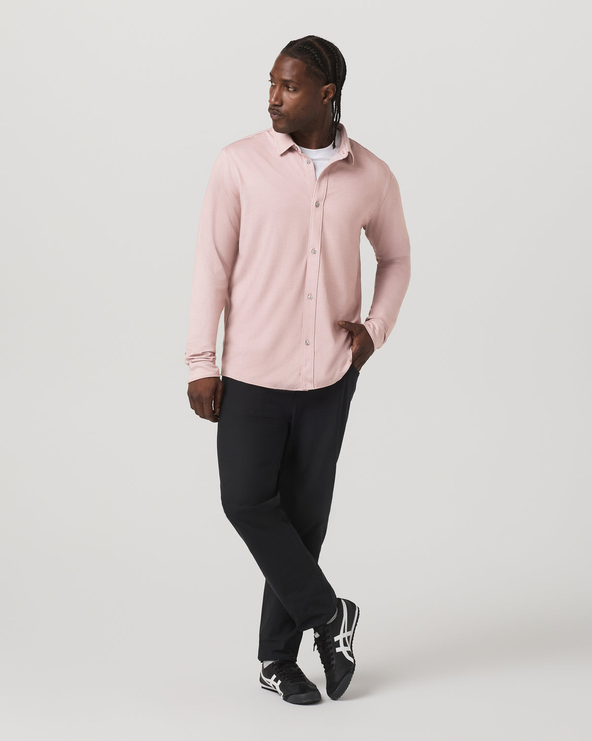 Men Vuori Long Sleeve Knit Oxford Button Down - Classic Fit Mauve