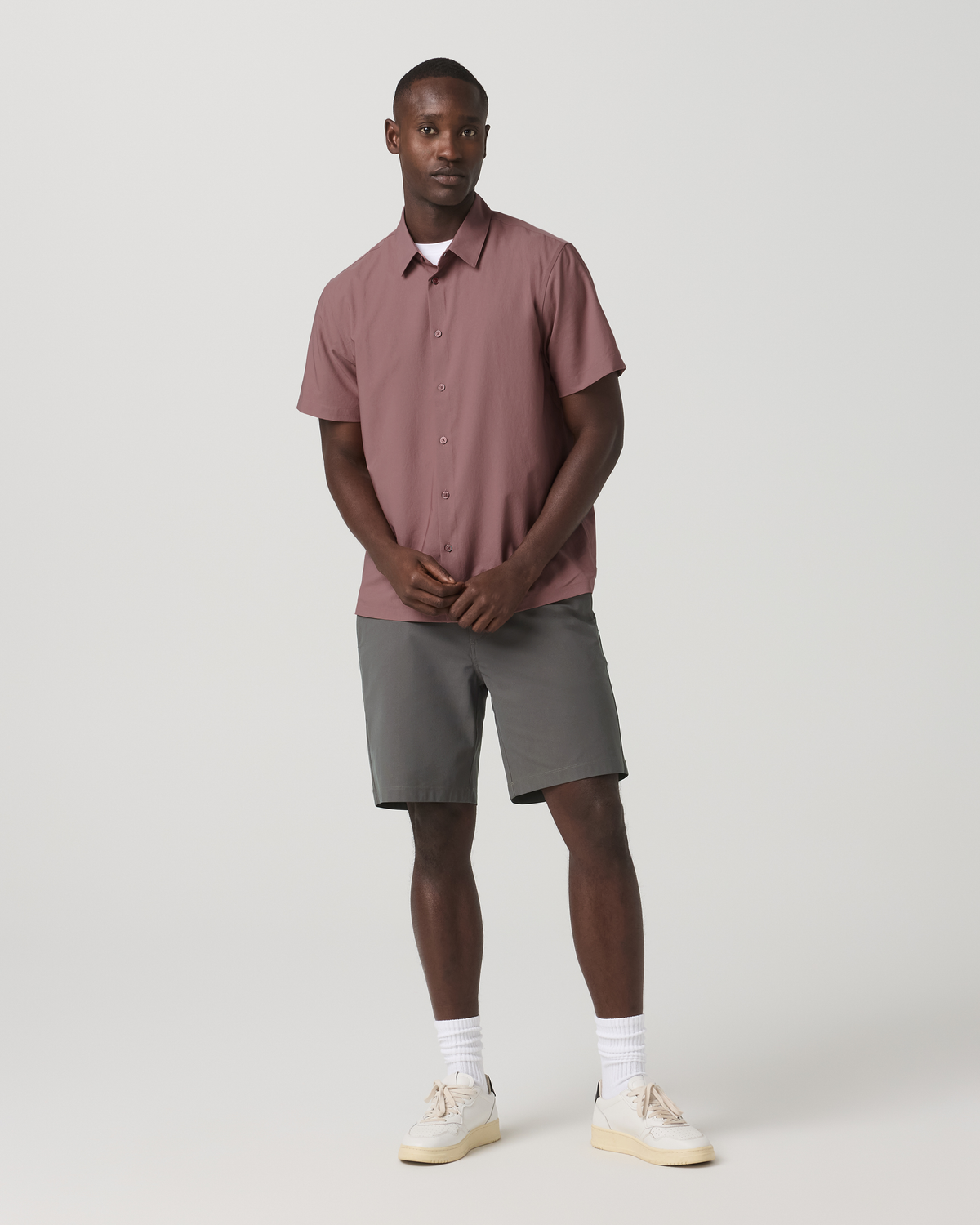 Men Vuori Short Sleeve Manhattan Button Down Men's Adobe Shirt