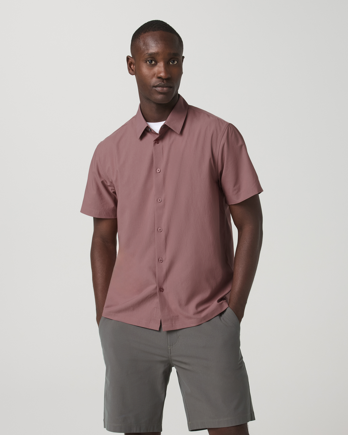 Men Vuori Short Sleeve Manhattan Button Down Men's Adobe Shirt