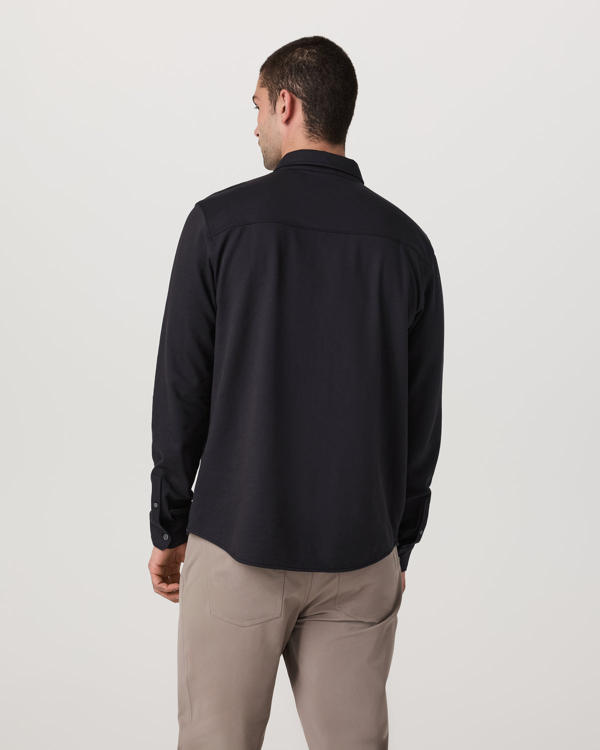 Men Vuori Long Sleeve Knit Oxford Button Down Men's Black Shirt
