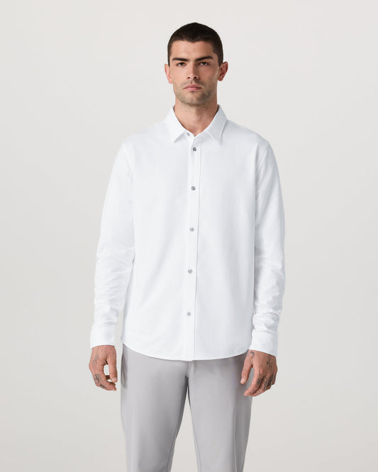 Men Vuori Long Sleeve Knit Oxford Button Down Men's White Shirt