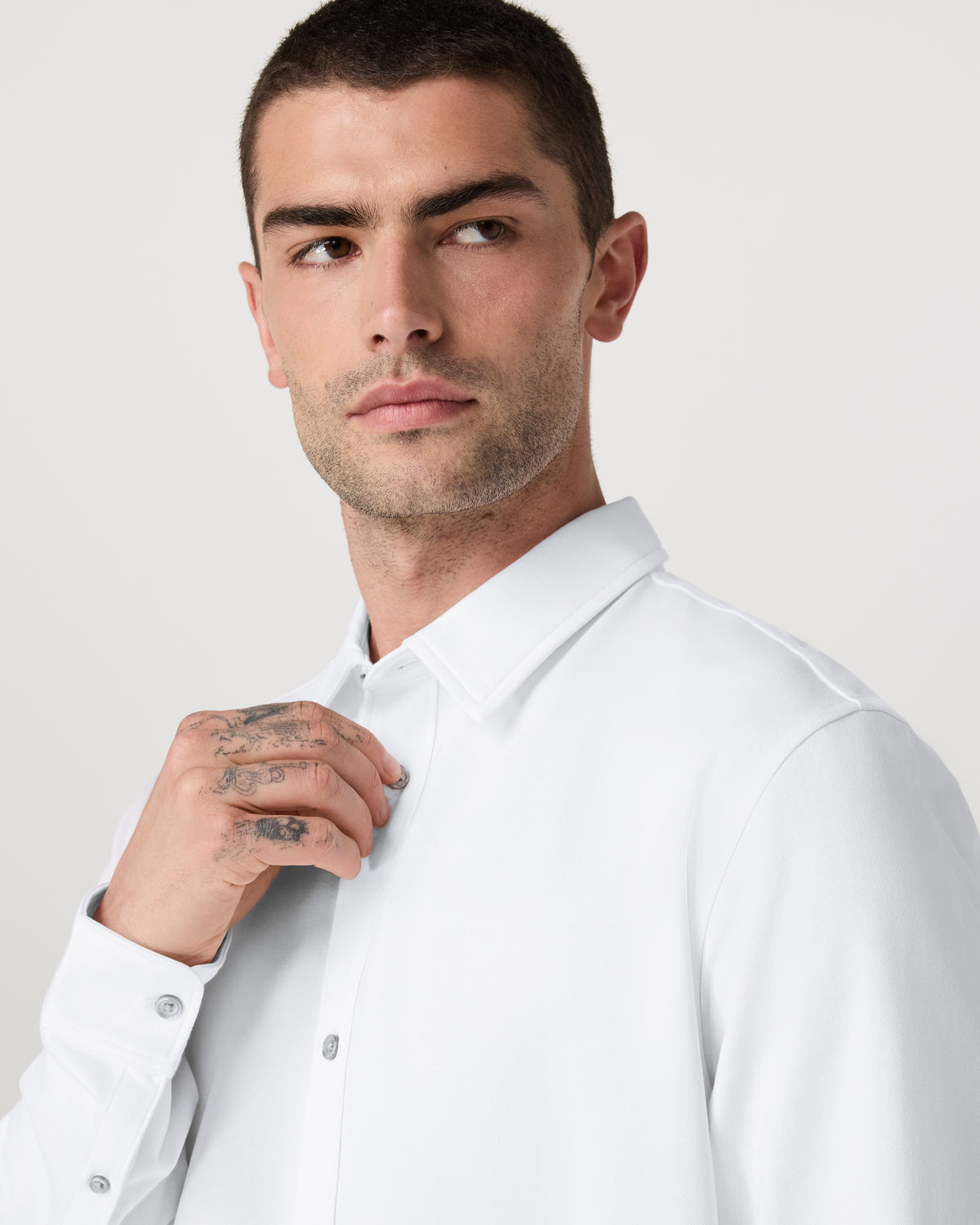 Men Vuori Long Sleeve Knit Oxford Button Down Men's White Shirt