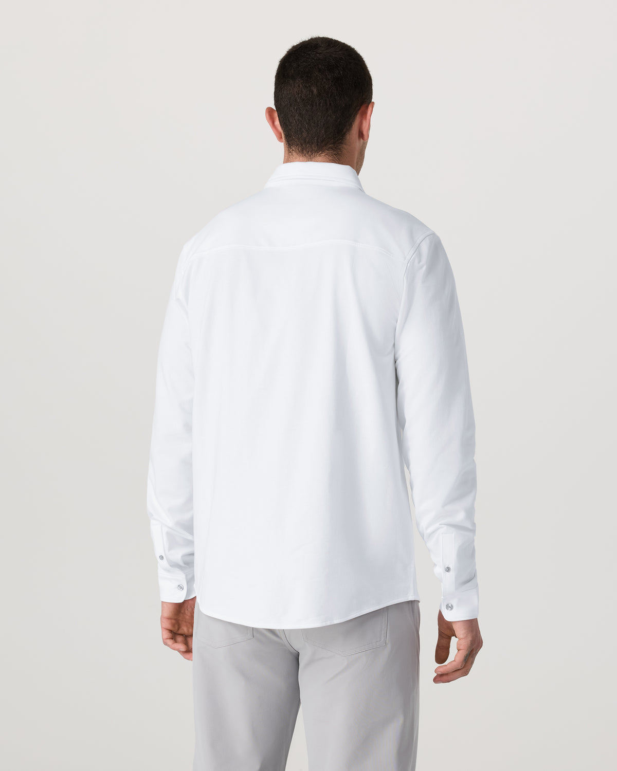 Men Vuori Long Sleeve Knit Oxford Button Down Men's White Shirt