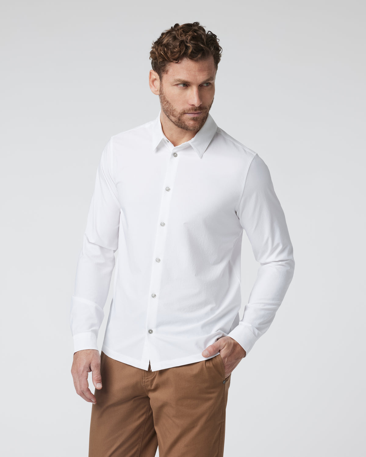Men Vuori Long Sleeve Manhattan Button Down Men's White Shirt