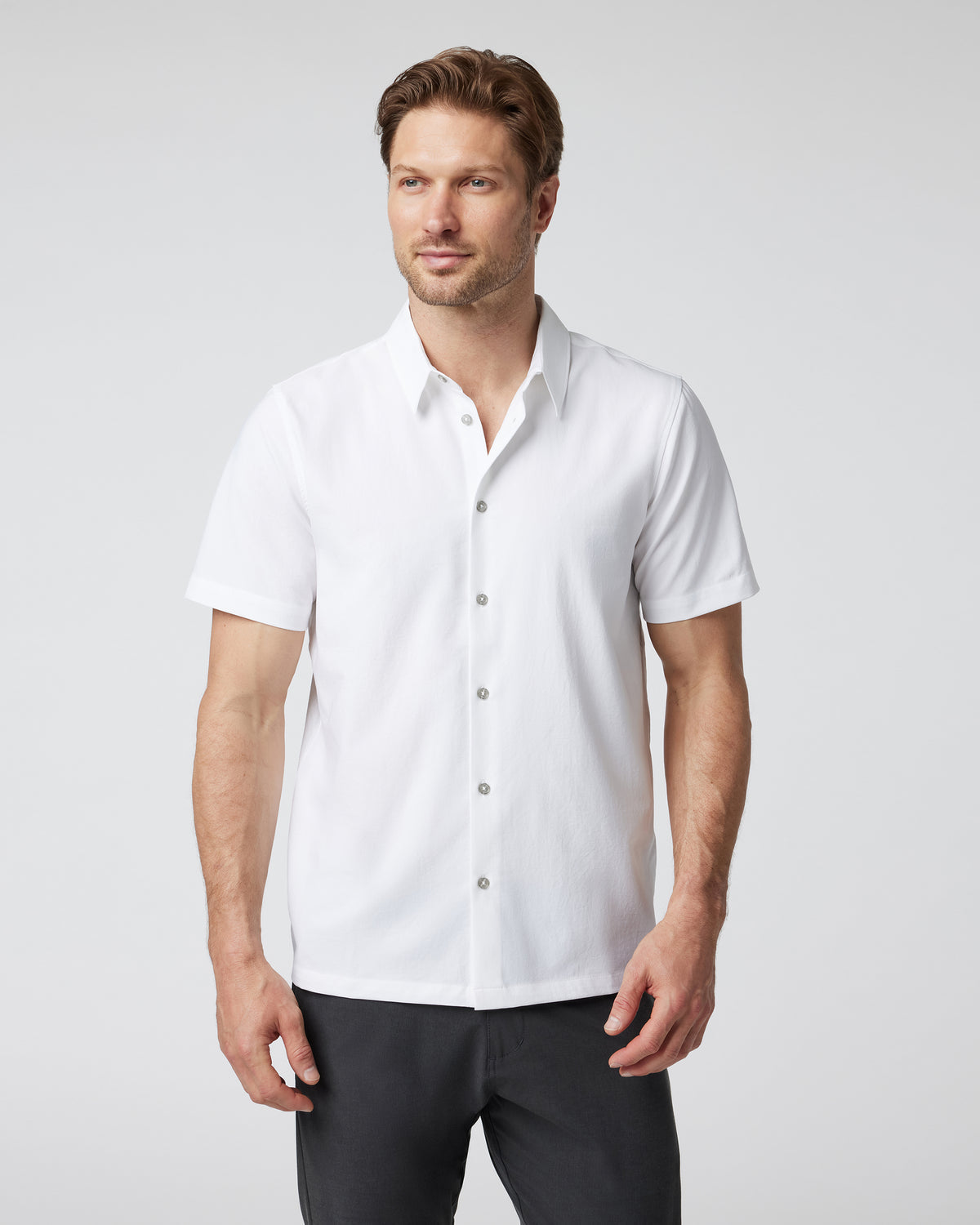 Men Vuori Short-Sleeve Manhattan Button Down White