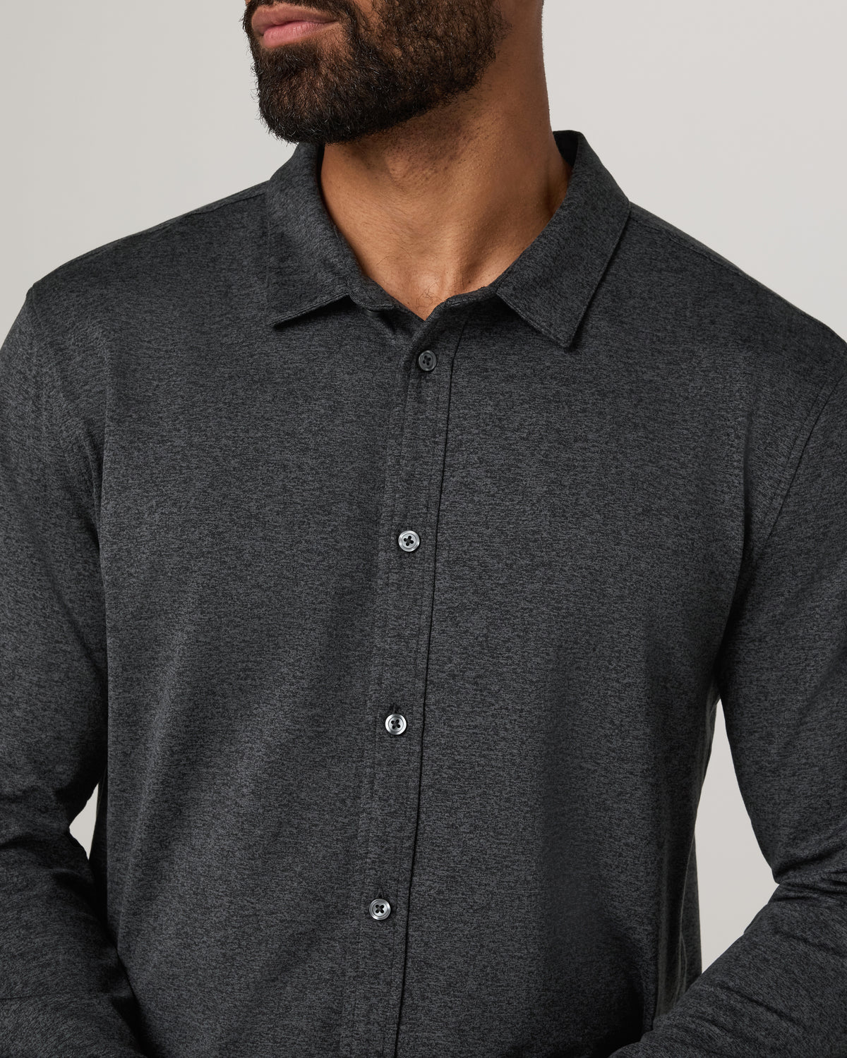 Men Vuori Men's Long Sleeve Ponto Button Down Charcoal Heather