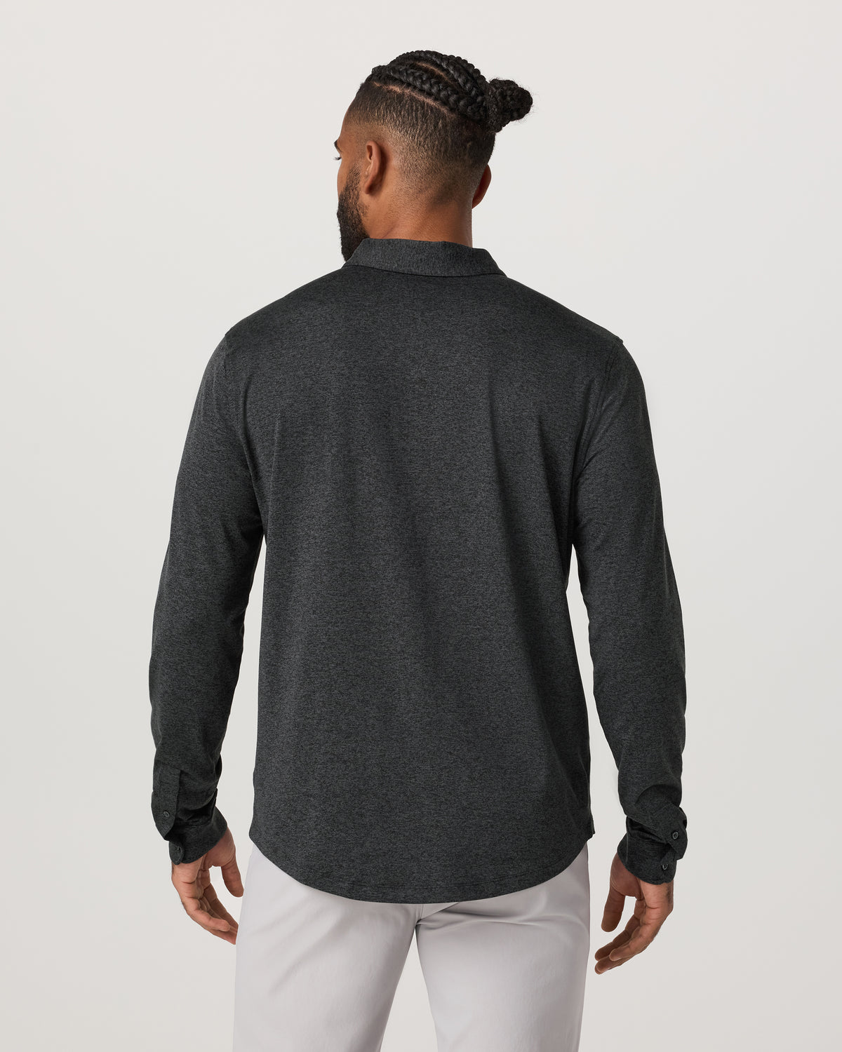 Men Vuori Men's Long Sleeve Ponto Button Down Charcoal Heather