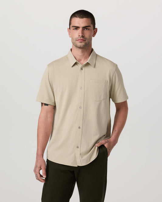 Men Vuori Short Sleeve Knit Oxford Button Down - Classic Fit Trench
