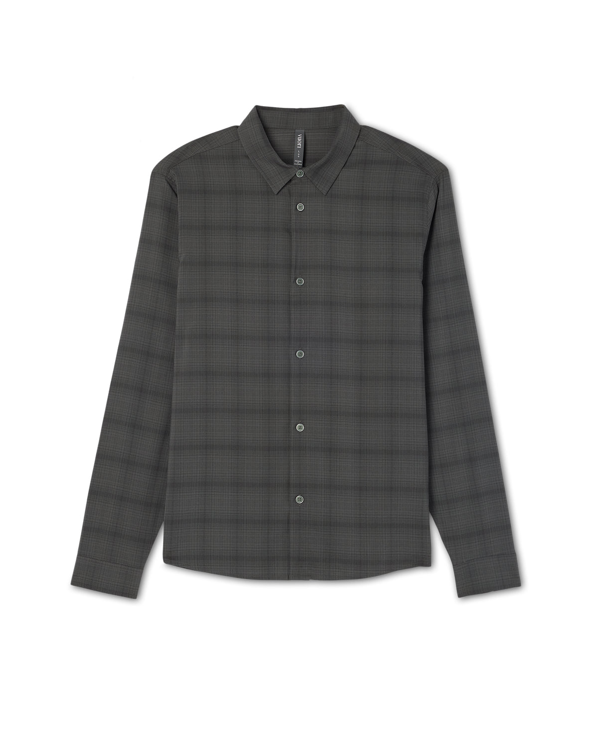 Men Vuori Men's Long Sleeve Plaid Button Down Shirt Dark Pewter