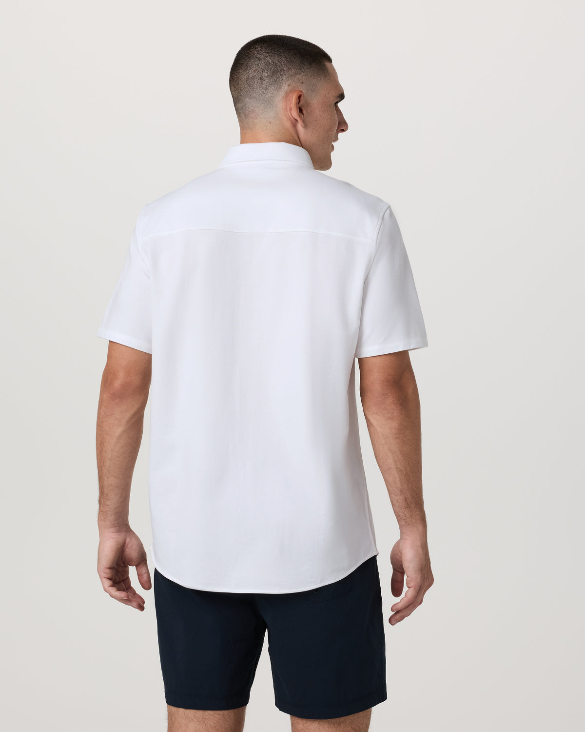 Men Vuori Short Sleeve Knit Oxford Button Down - Classic Fit White