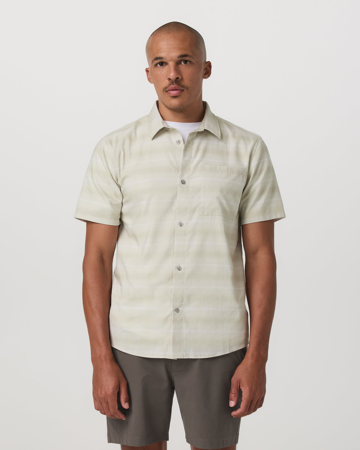 Men Vuori Men's Short Sleeve Plaid Button Down Shirt Sandalwood