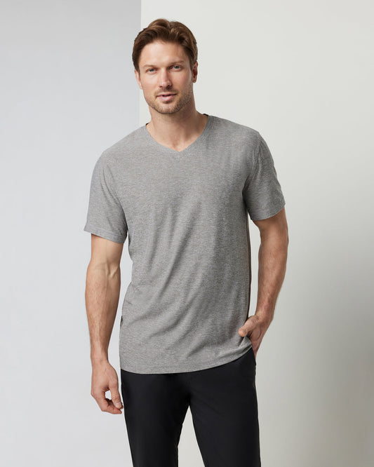 Men Vuori Strato Tech V-Neck Men's Heather Grey Shirt