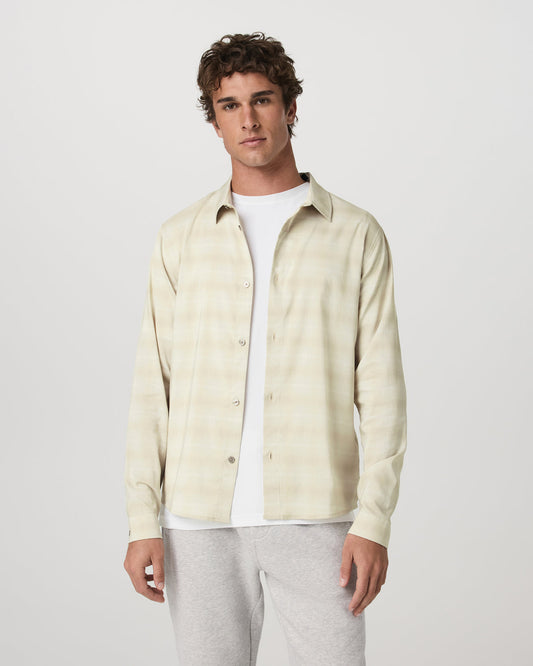 Men Vuori Men's Long Sleeve Plaid Button Down Shirt Sandalwood