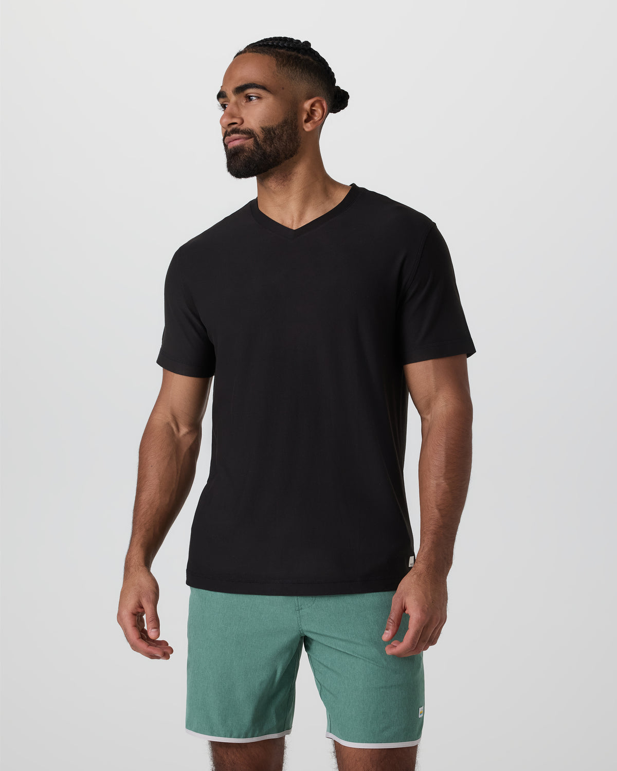 Men Vuori Strato Tech V-Neck Tee Black Workout Shirt