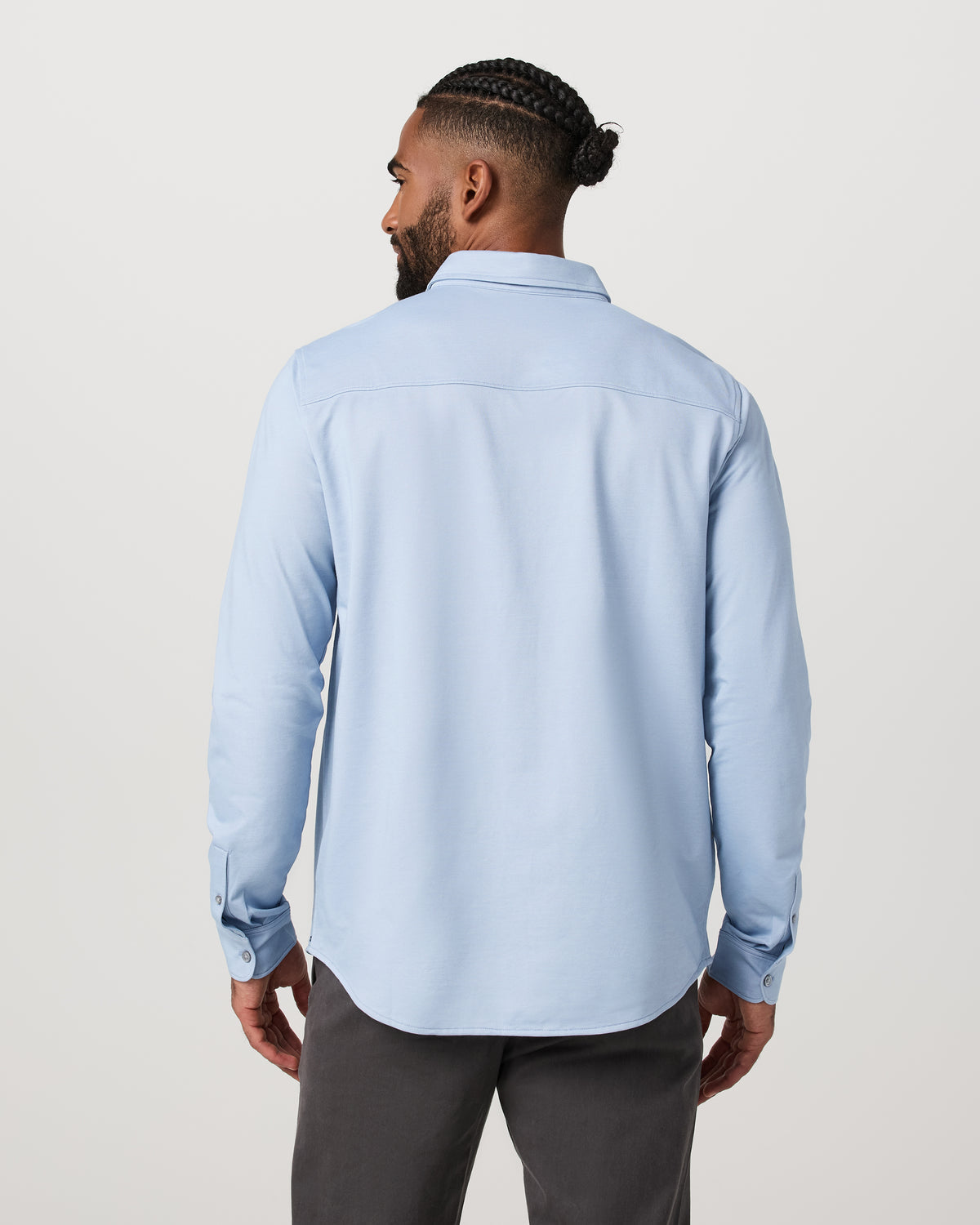 Men Vuori Men's Long Sleeve Knit Oxford Button Down Blue Dusk