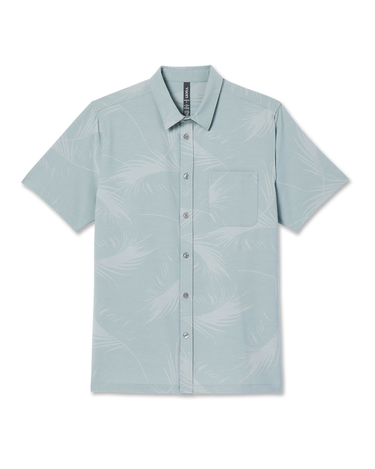 Men Vuori Short-Sleeve Bridge Button Down Chalk Blue Falling Fronds