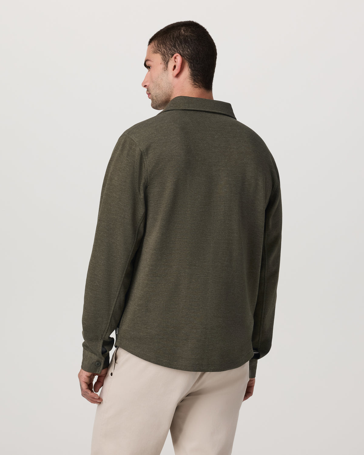 Men Vuori Jeffreys Overshirt Men's Olive Heather Button-Up Shirt