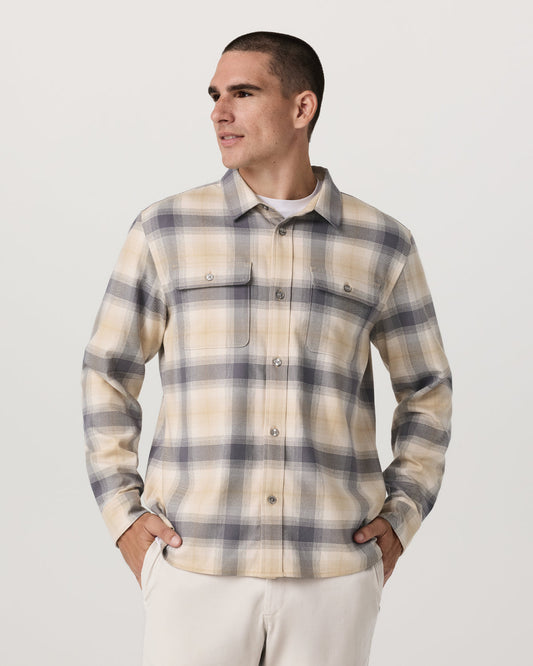 Men Vuori Long Sleeve Flannel Button Down Men's Cavern Grey Shirt