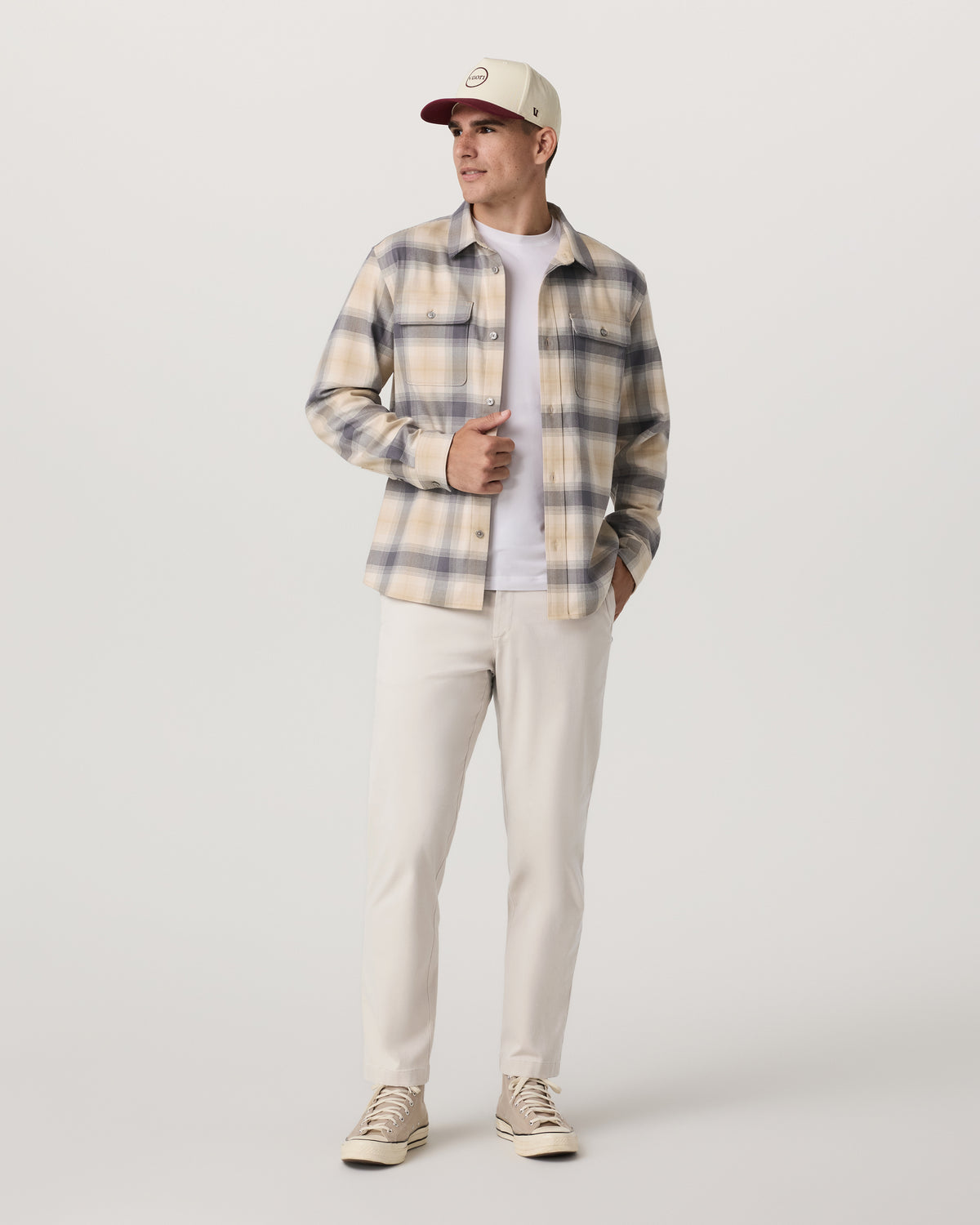 Men Vuori Long Sleeve Flannel Button Down Men's Cavern Grey Shirt