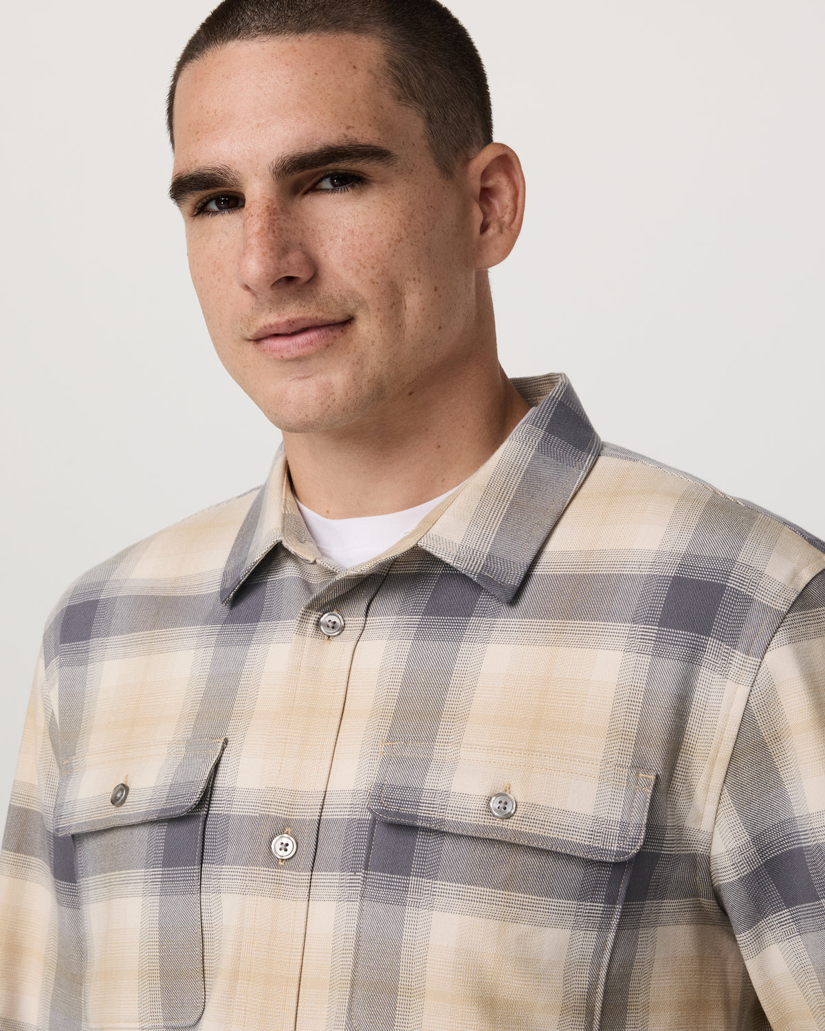 Men Vuori Long Sleeve Flannel Button Down Men's Cavern Grey Shirt