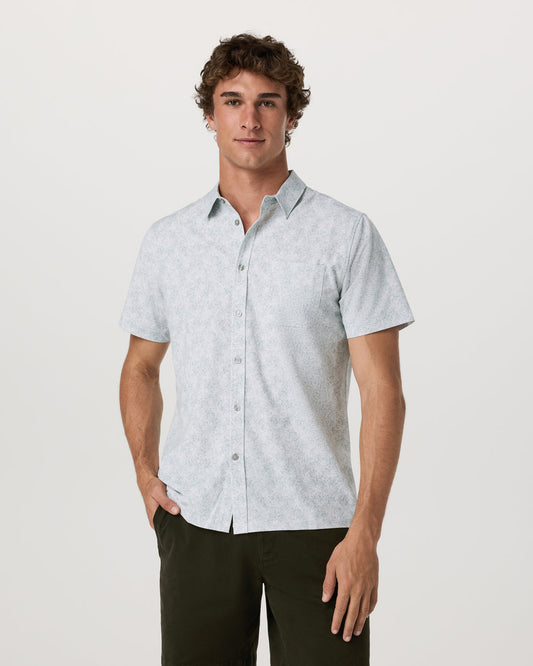 Men Vuori Short Sleeve Bridge Button Down Men's Frost Grey Shirt