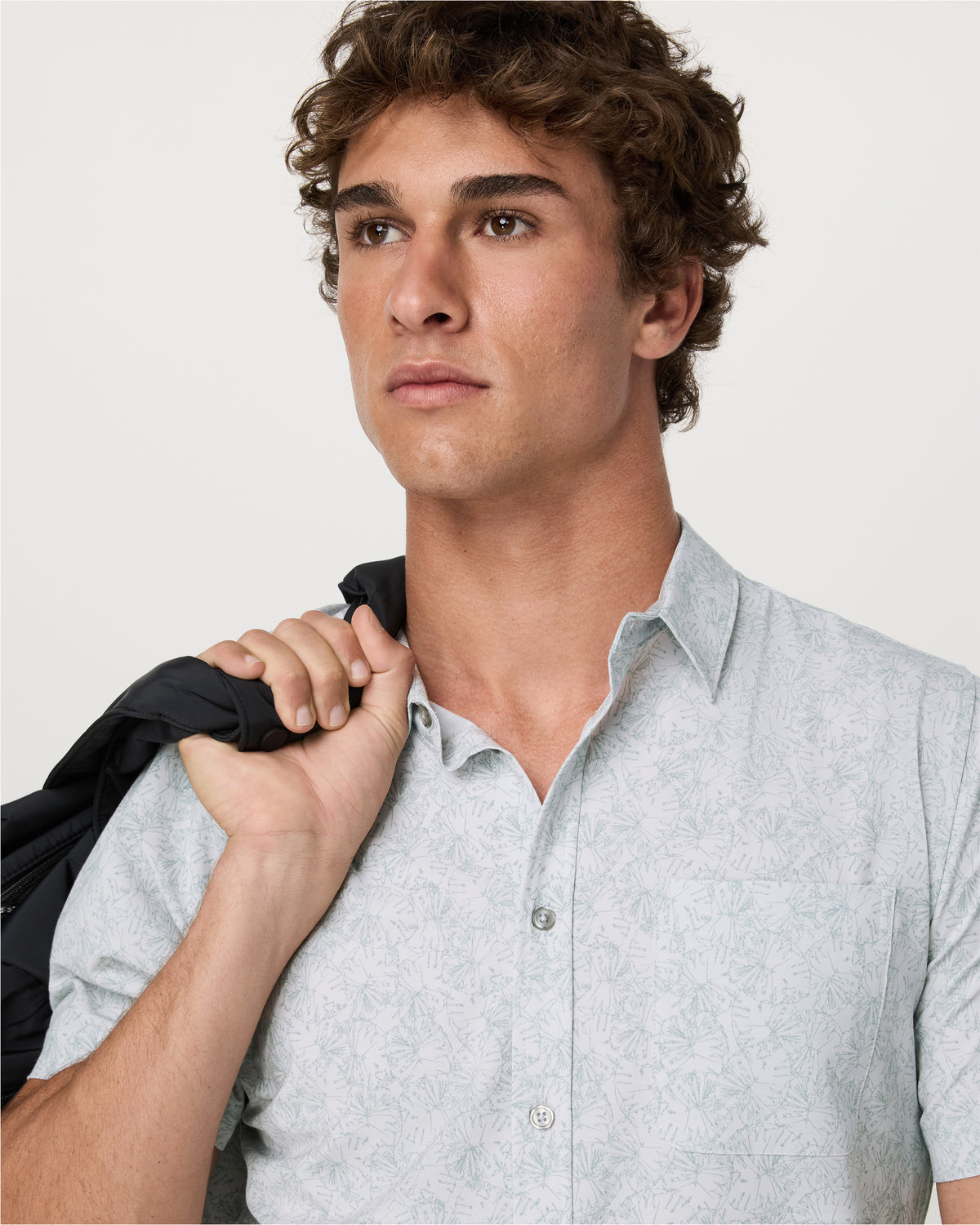 Men Vuori Short Sleeve Bridge Button Down Men's Frost Grey Shirt