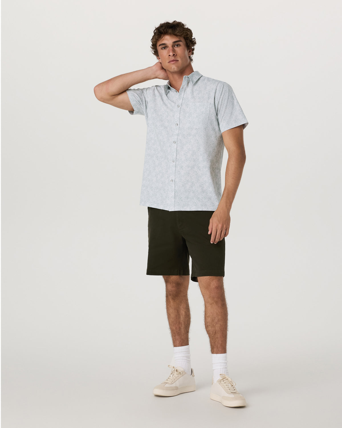 Men Vuori Short Sleeve Bridge Button Down Men's Frost Grey Shirt