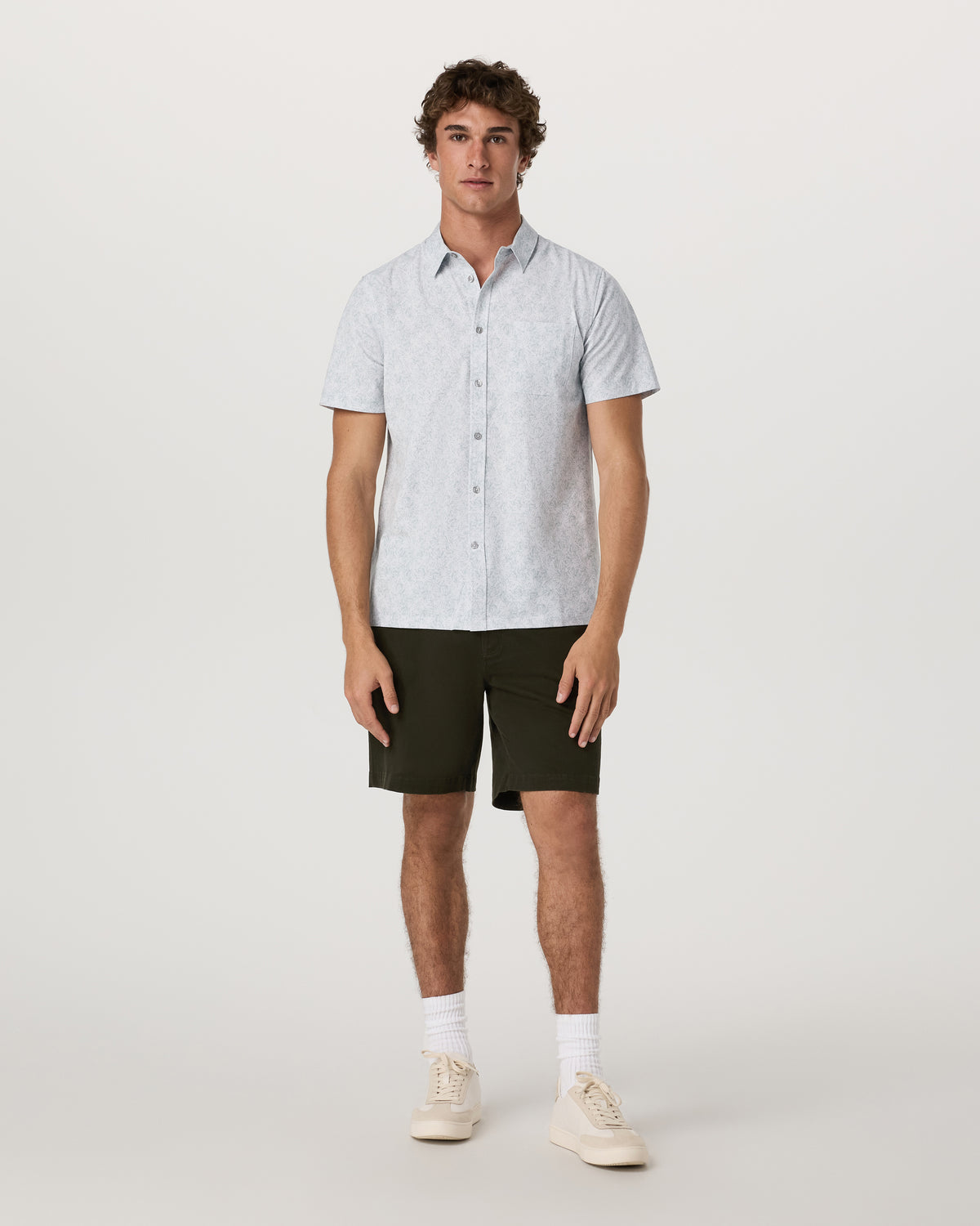 Men Vuori Short Sleeve Bridge Button Down Men's Frost Grey Shirt