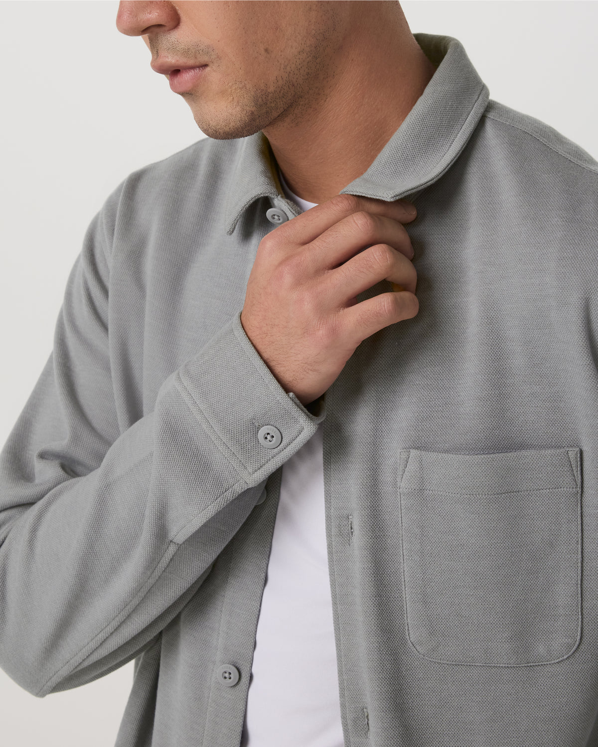 Men Vuori Jeffreys Overshirt Men's Grey Button-Up Shirt