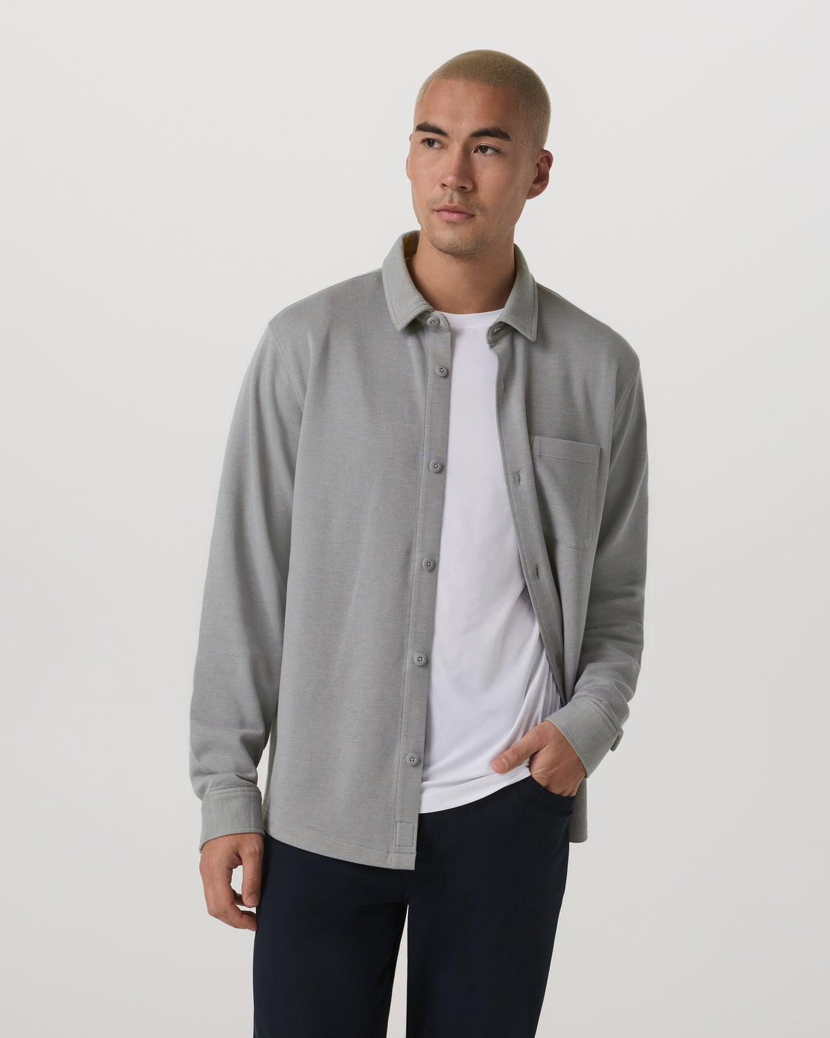 Men Vuori Jeffreys Overshirt Men's Grey Button-Up Shirt