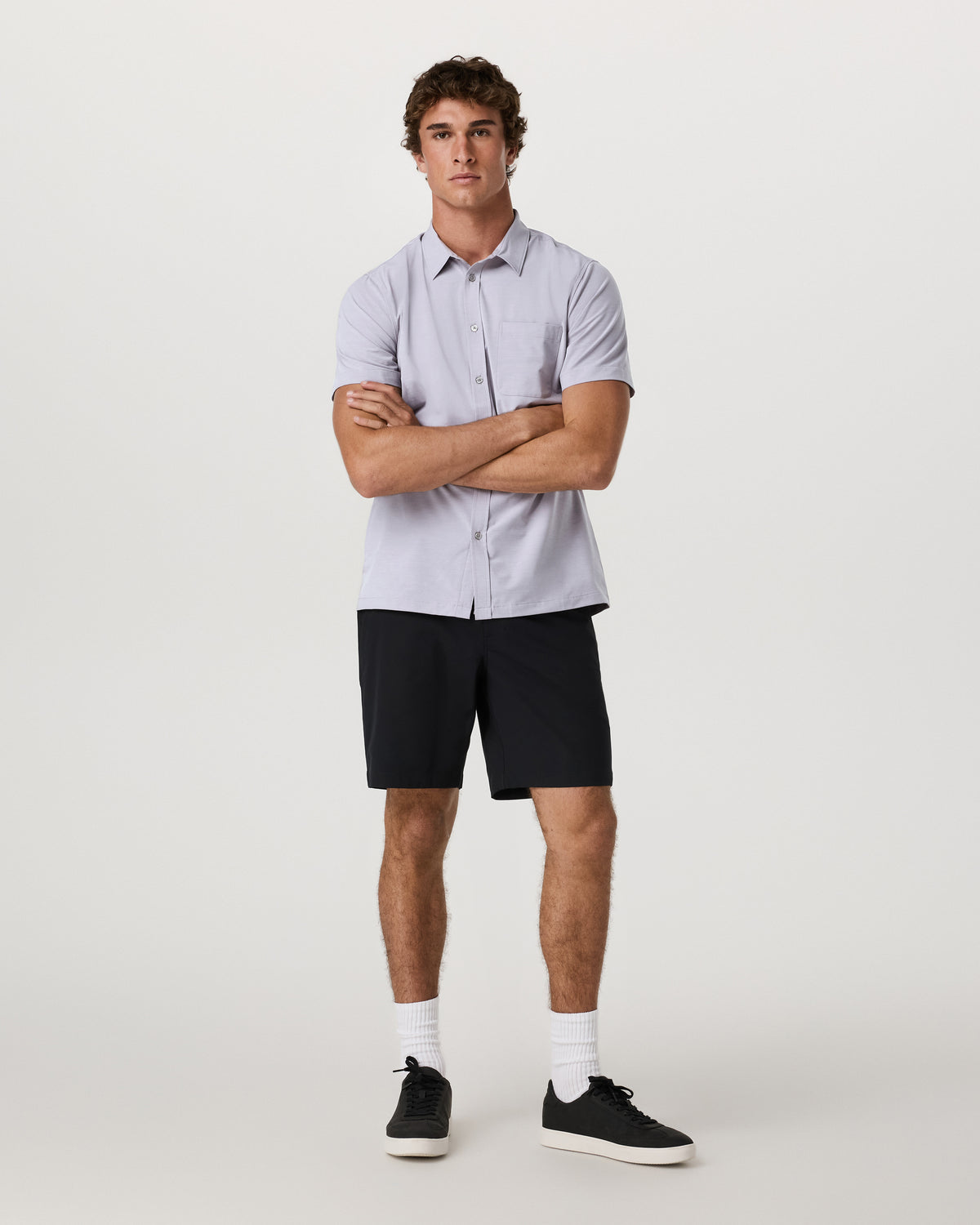 Men Vuori Short Sleeve Bridge Button Down Men's Cinder Shirt